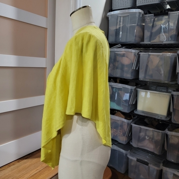 NEW Anthropologie Moth Taupo Golden Yellow Asymmetrical Sweater Wrap S/M - Picture 9 of 16